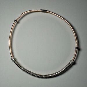 Elegant .925 made in Italy 🇮🇹 Silver and Gold metallic leather Choker